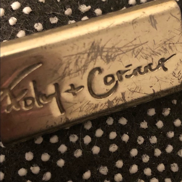 FOLEY AND CORRINA BLACK LEATHER CROSSBODY BAG, corner hardware, great shape - Picture 6 of 12